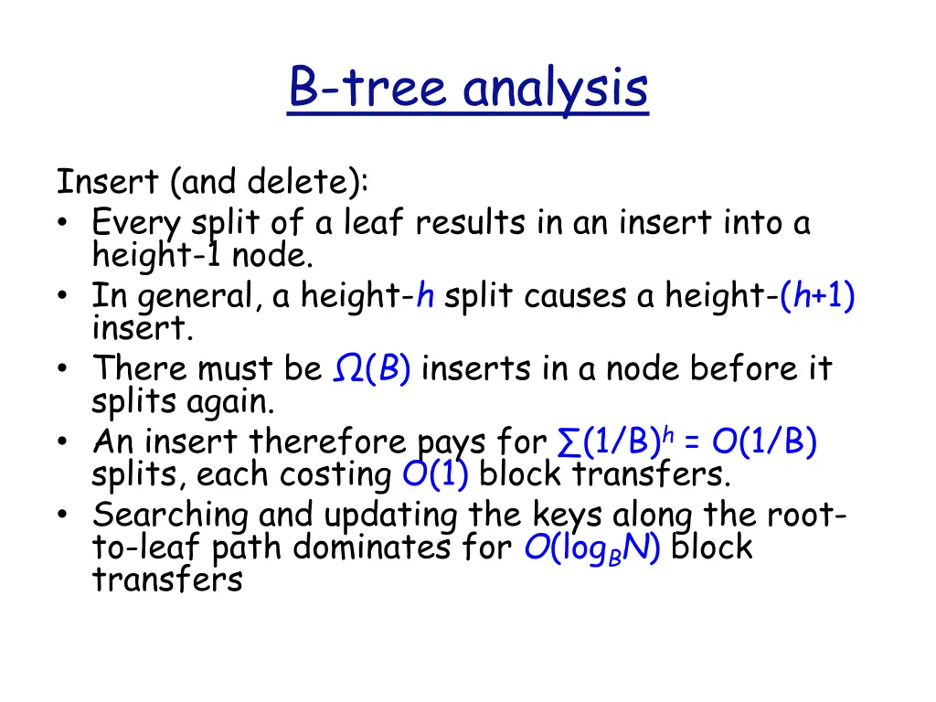 b tree analysis 1