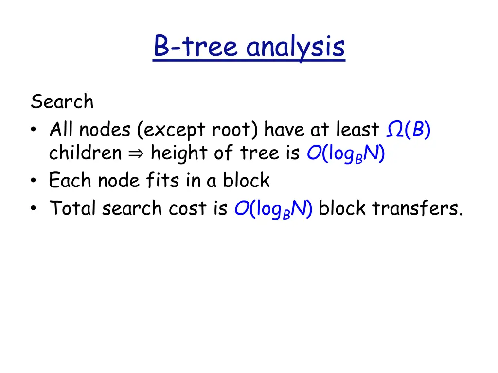 b tree analysis