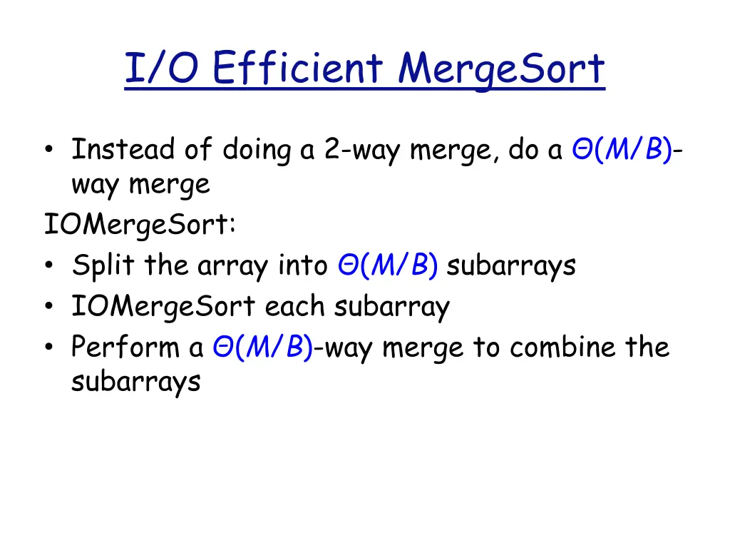 i o efficient mergesort