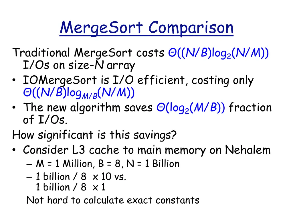 mergesort comparison