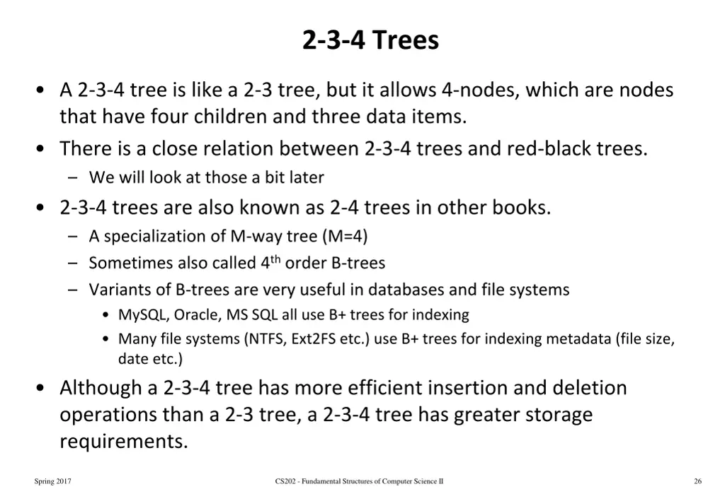 2 3 4 trees