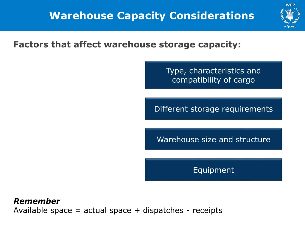 warehouse capacity considerations