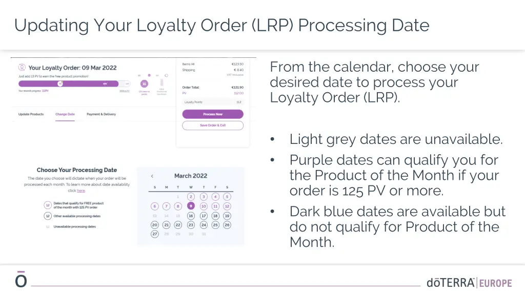 updating your loyalty order lrp processing date 2