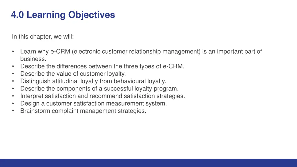 4 0 learning objectives