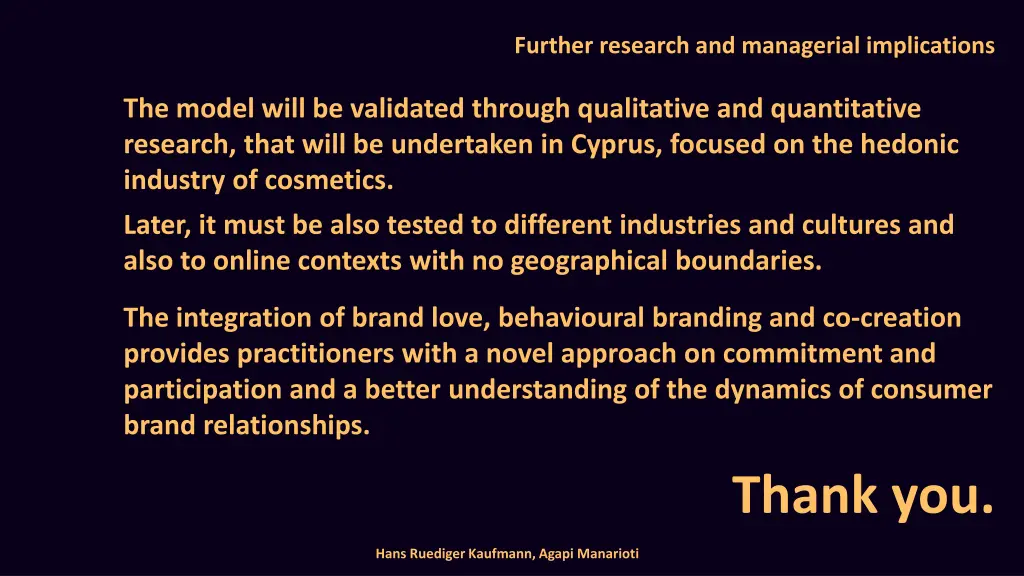 further research and managerial implications
