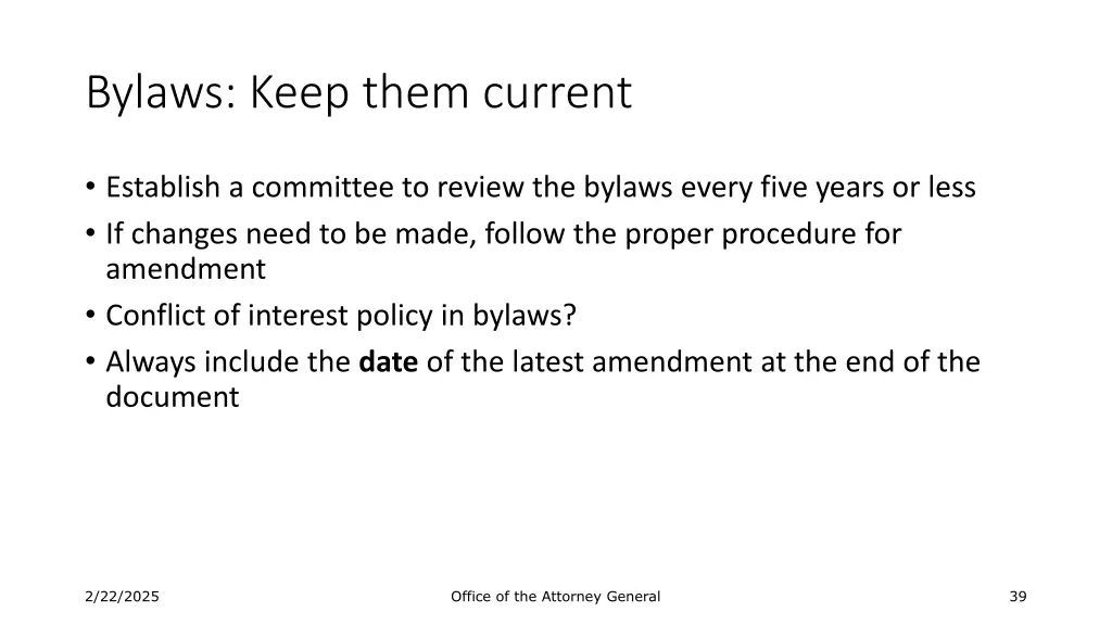 bylaws keep them current