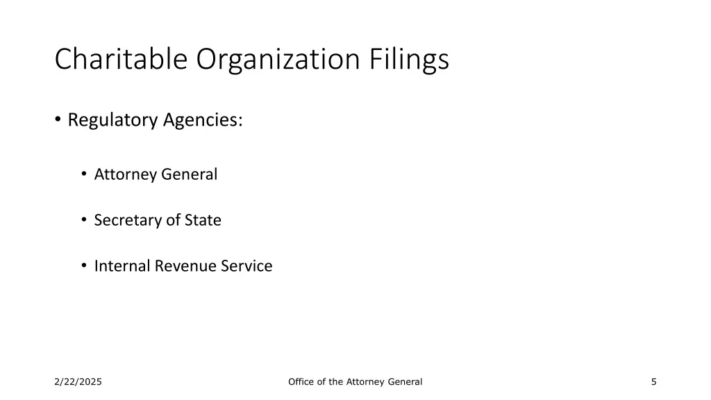 charitable organization filings