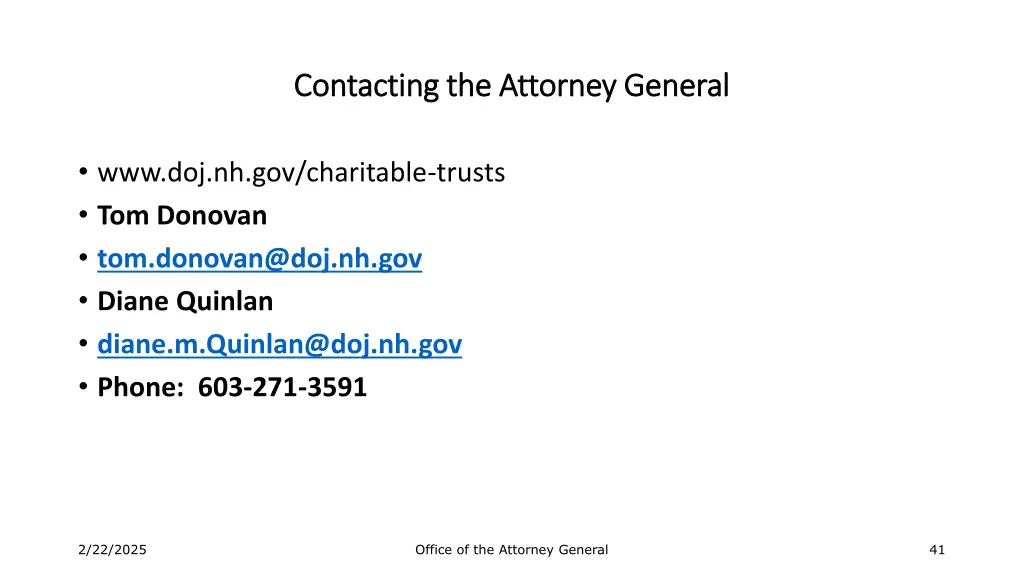 contacting the attorney general contacting