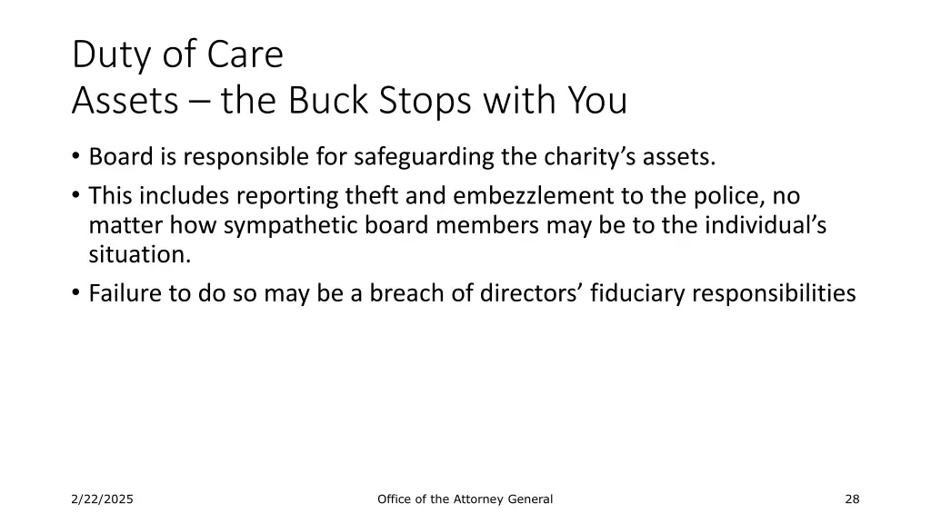 duty of care assets the buck stops with you