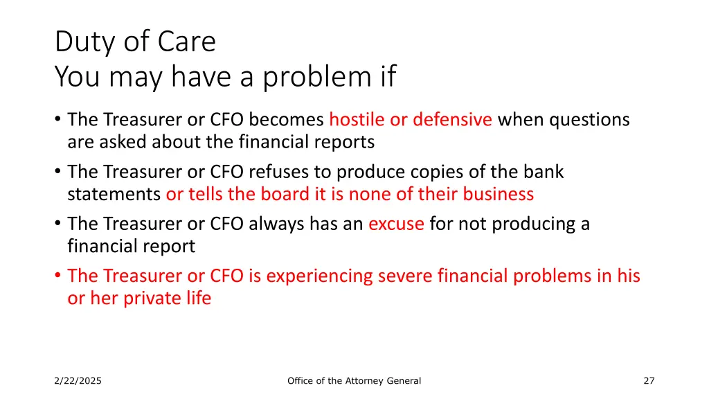 duty of care you may have a problem if