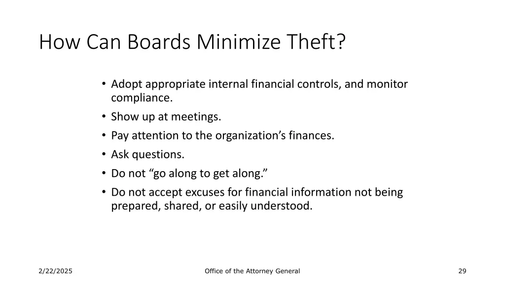 how can boards minimize theft