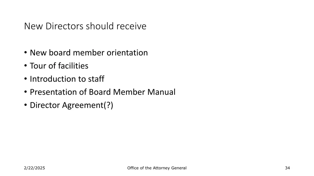 new directors should receive
