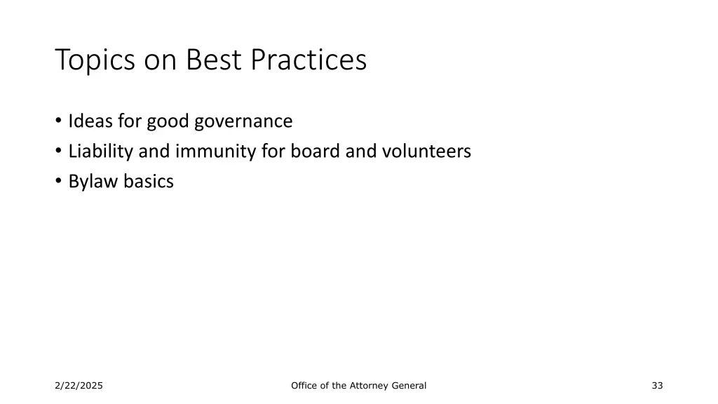 topics on best practices