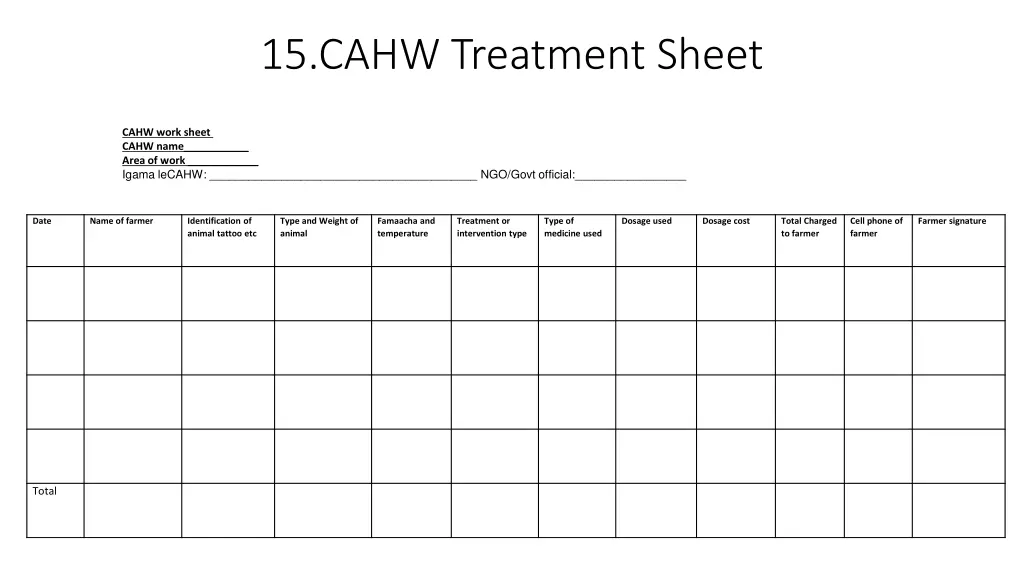 15 cahw treatment sheet
