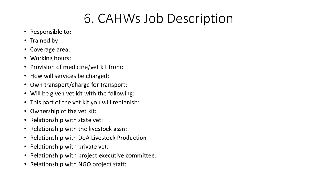 6 cahws job description