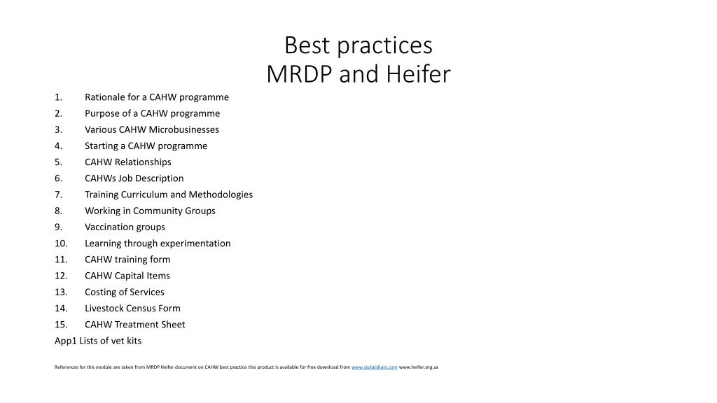 best practices mrdp and heifer