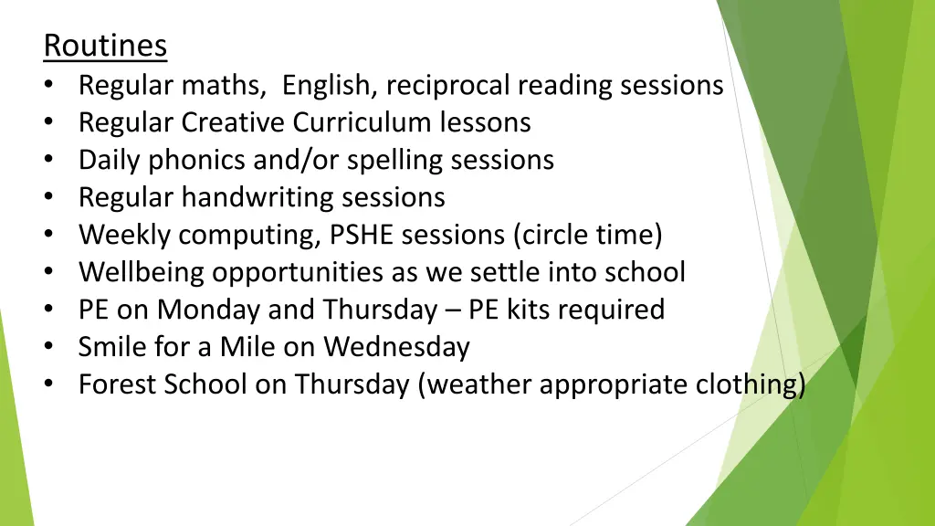 routines regular maths english reciprocal reading