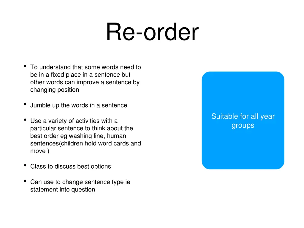 re order