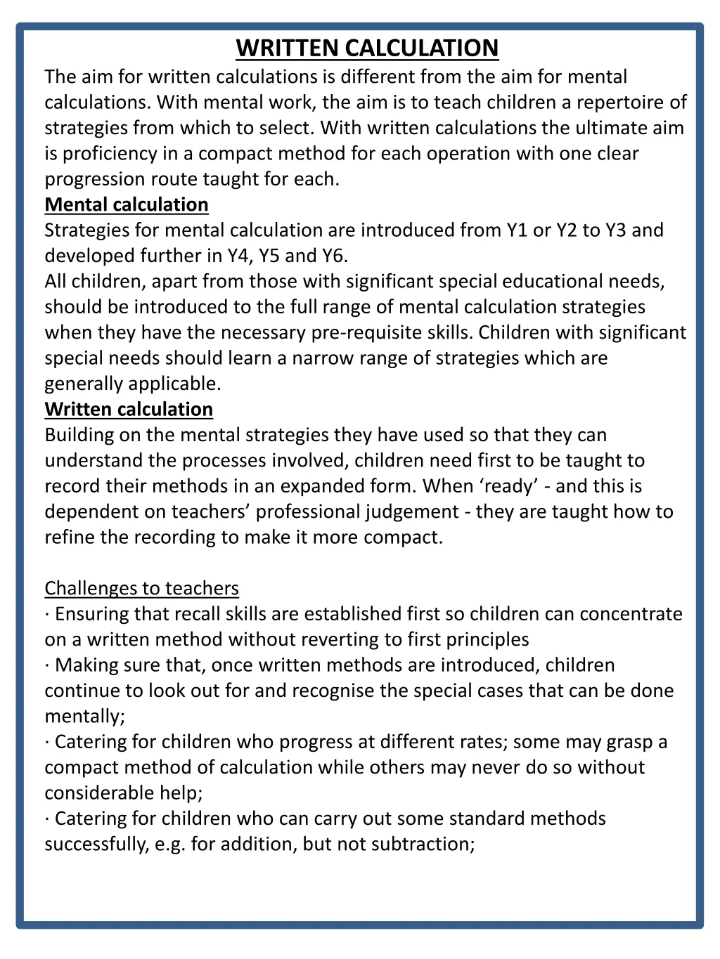 written calculation