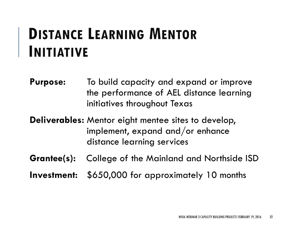 d istance l earning m entor i nitiative