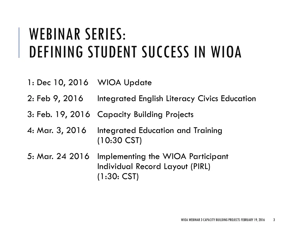 webinar series defining student success in wioa