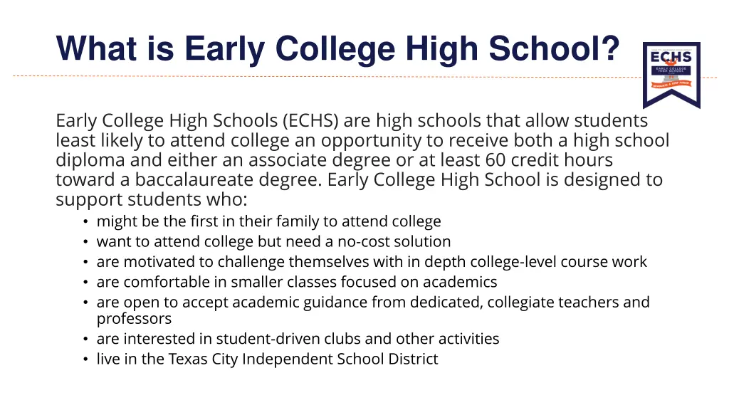 what is early college high school