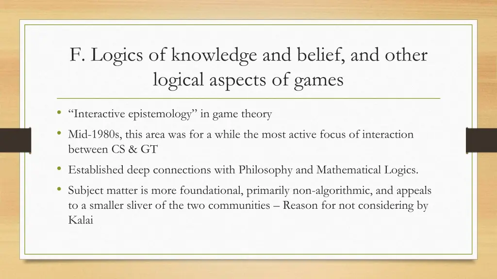 f logics of knowledge and belief and other