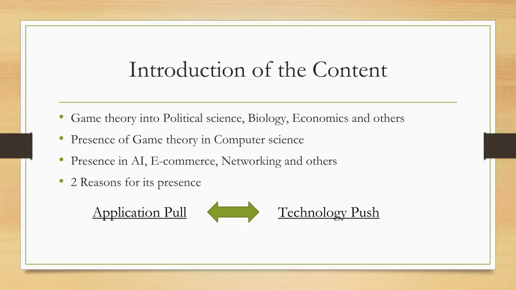 introduction of the content