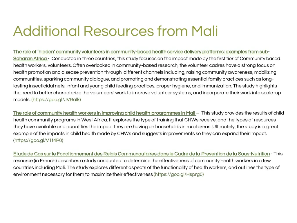 additional resources from mali