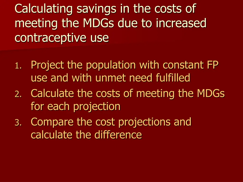 calculating savings in the costs of meeting