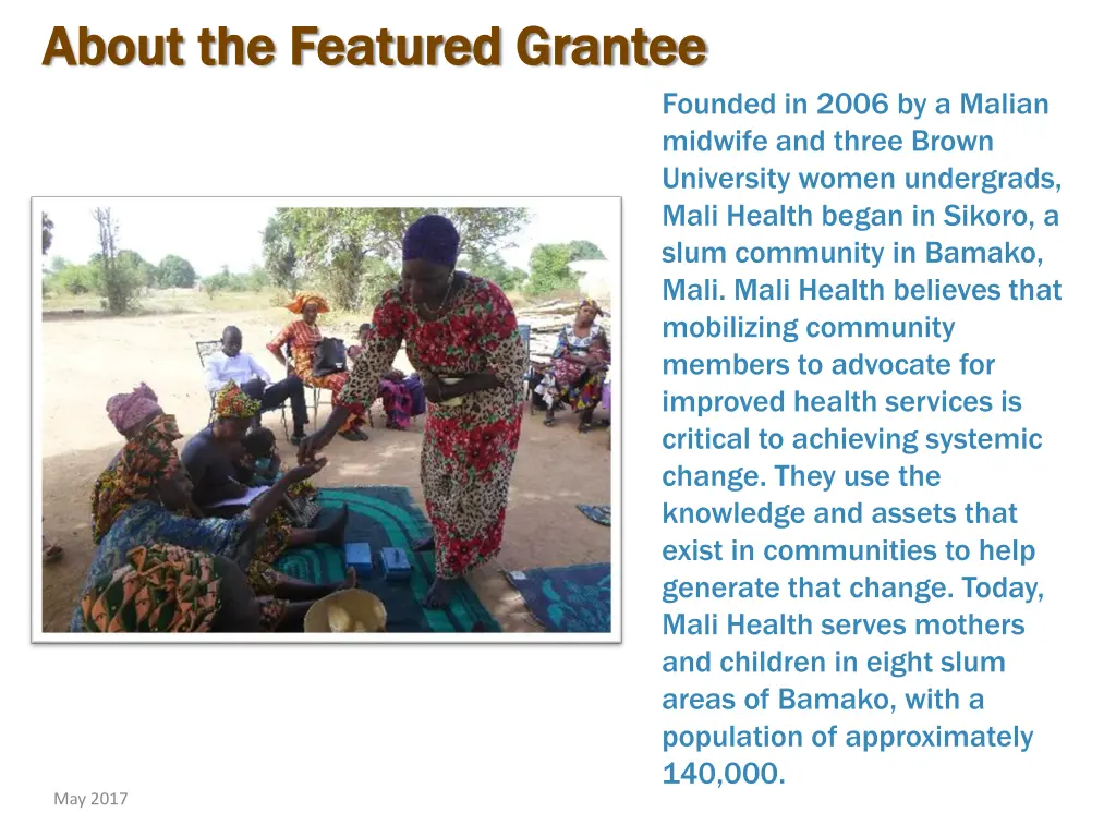 about the featured grantee about the featured
