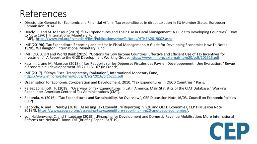 references directorate general for economic