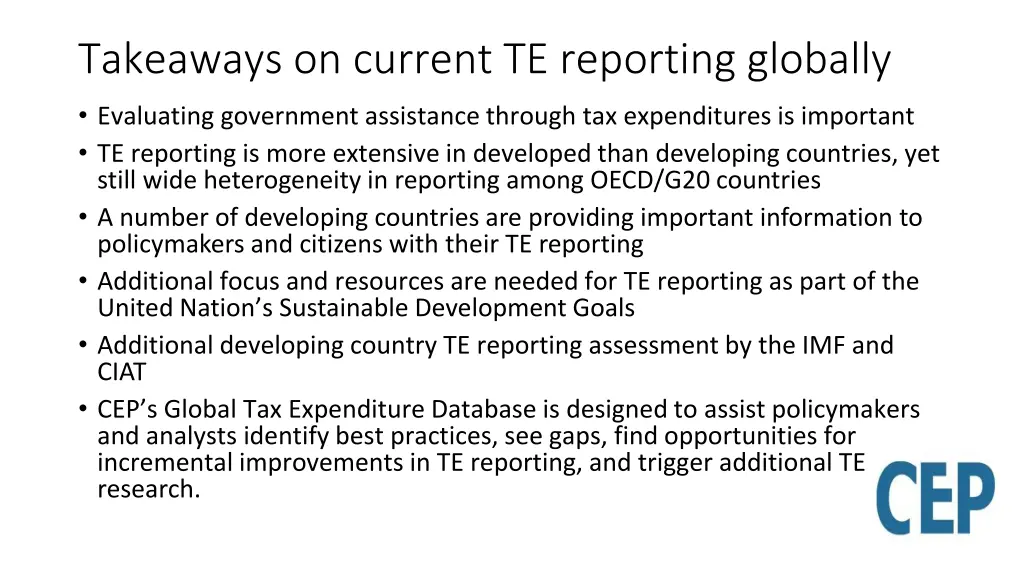 takeaways on current te reporting globally