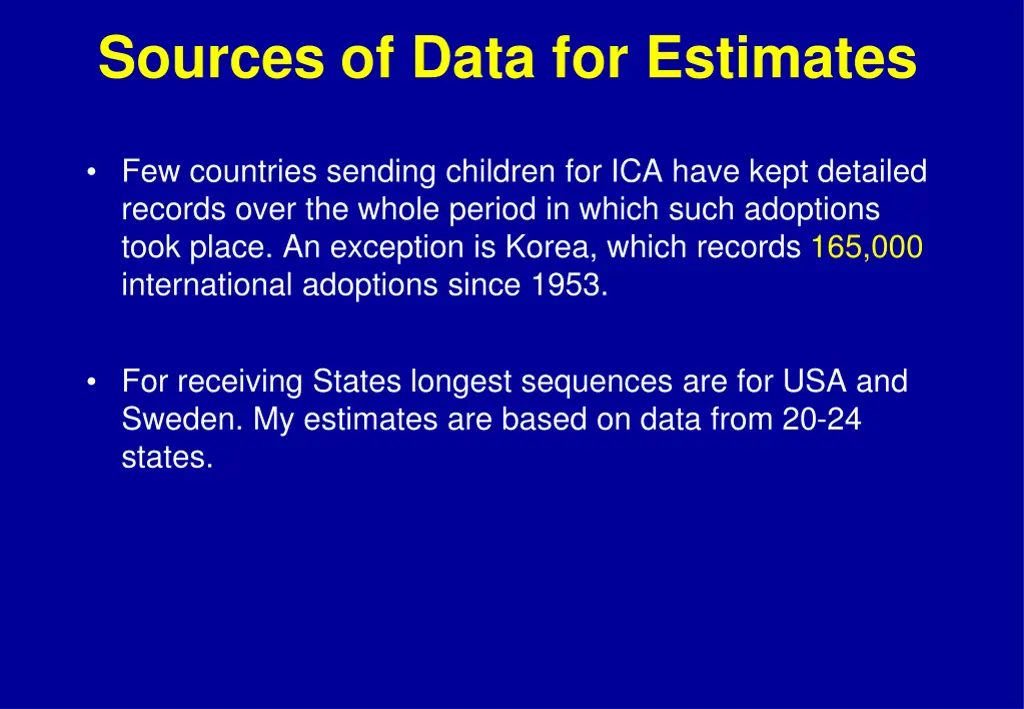 sources of data for estimates