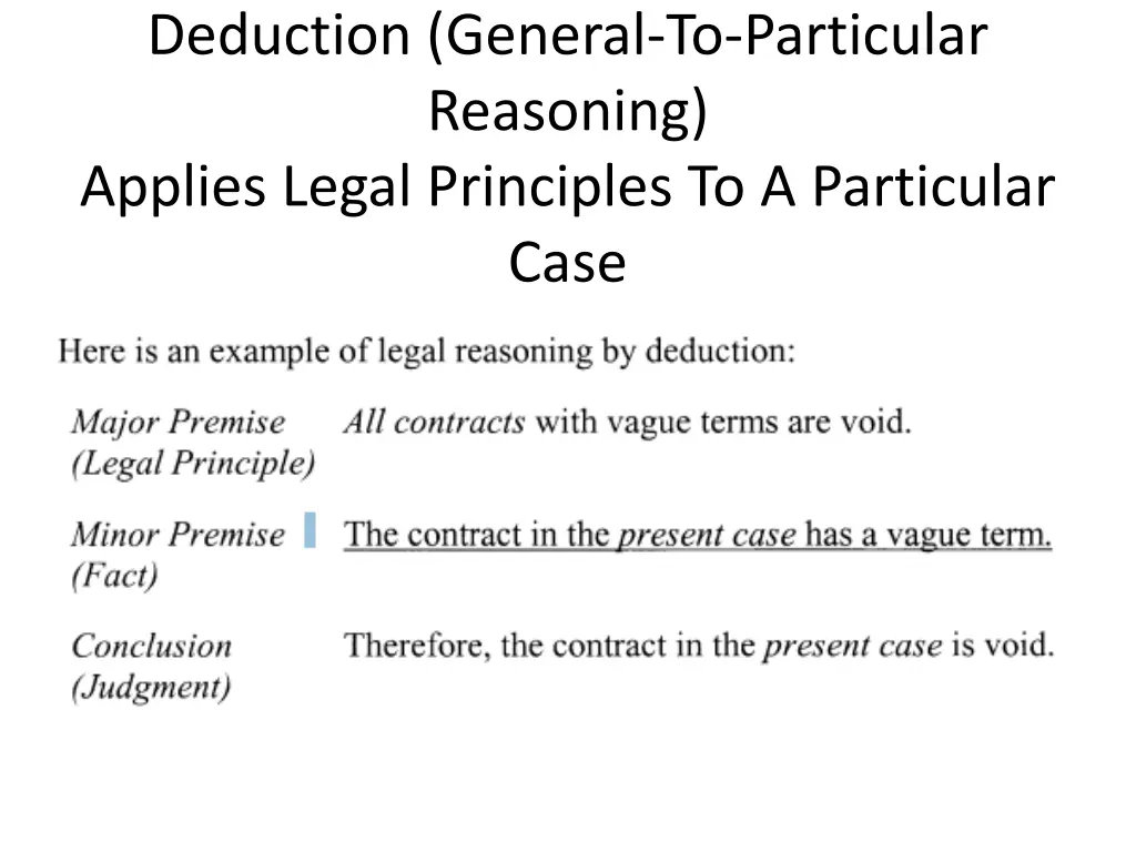deduction general to particular reasoning applies