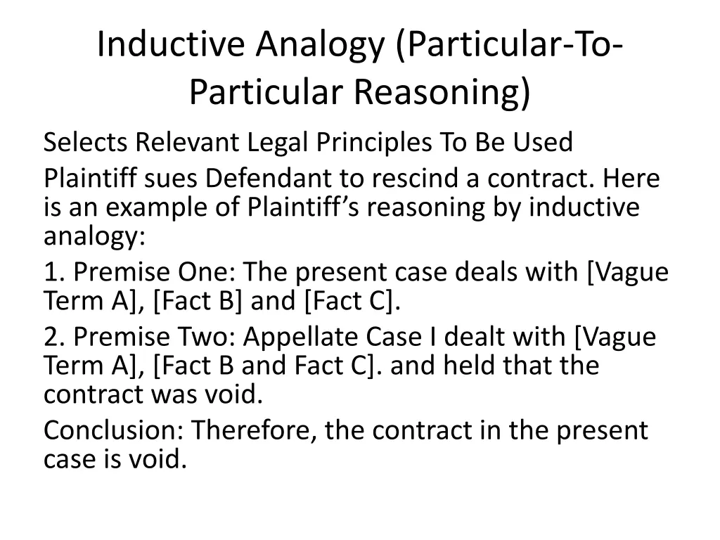 inductive analogy particular to particular