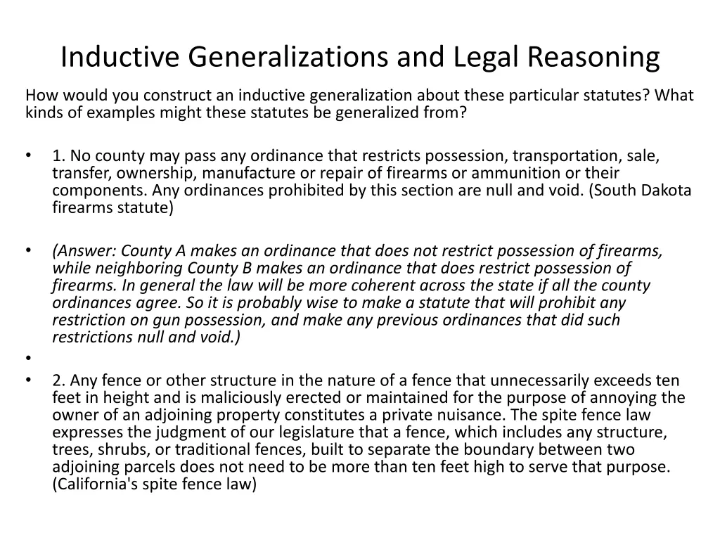 inductive generalizations and legal reasoning