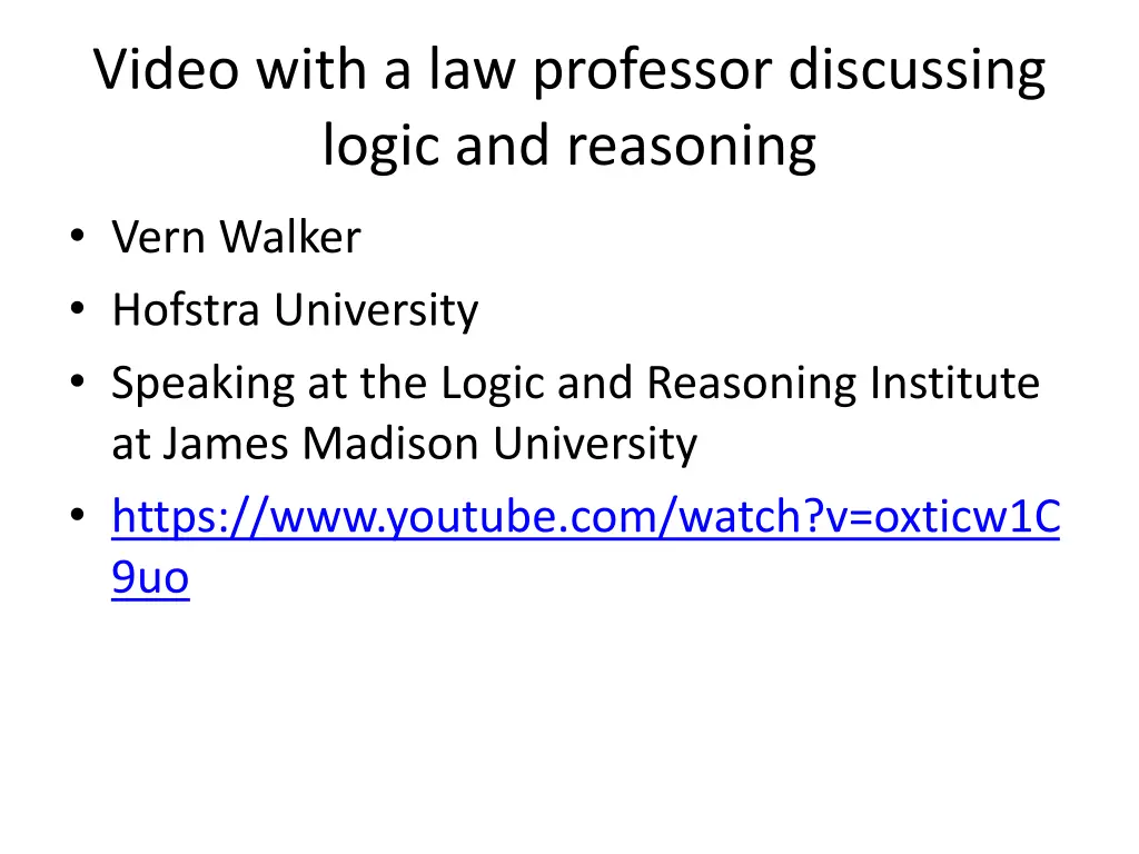 video with a law professor discussing logic