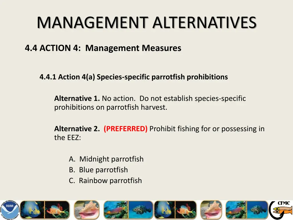 management alternatives 16