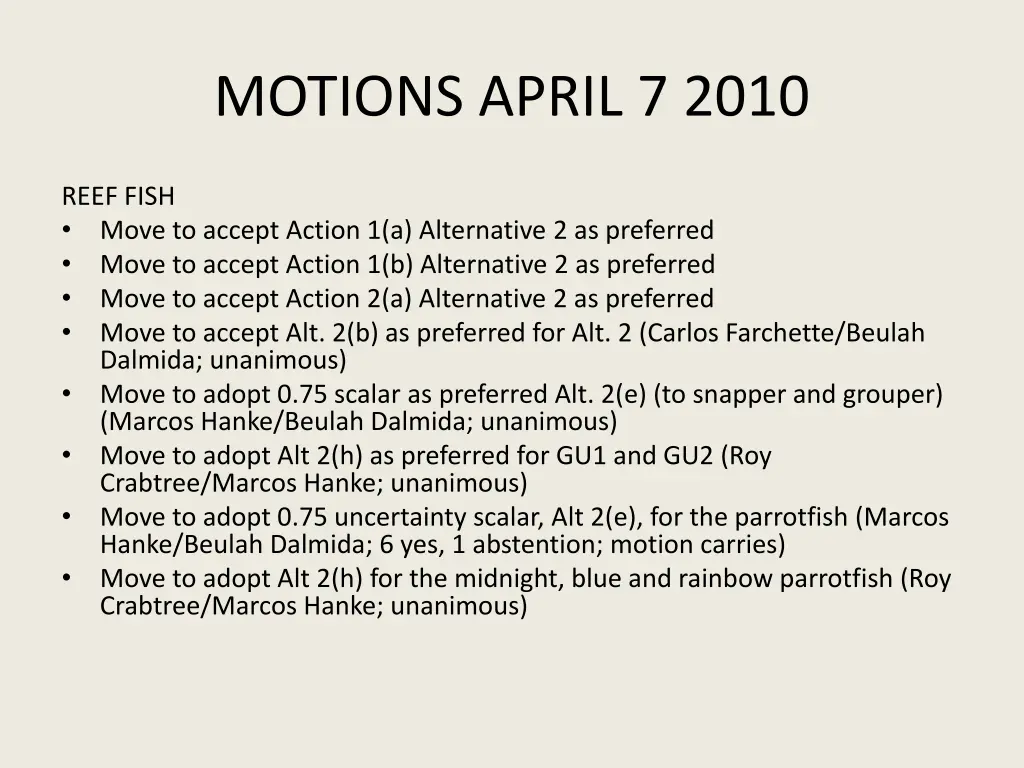 motions april 7 2010