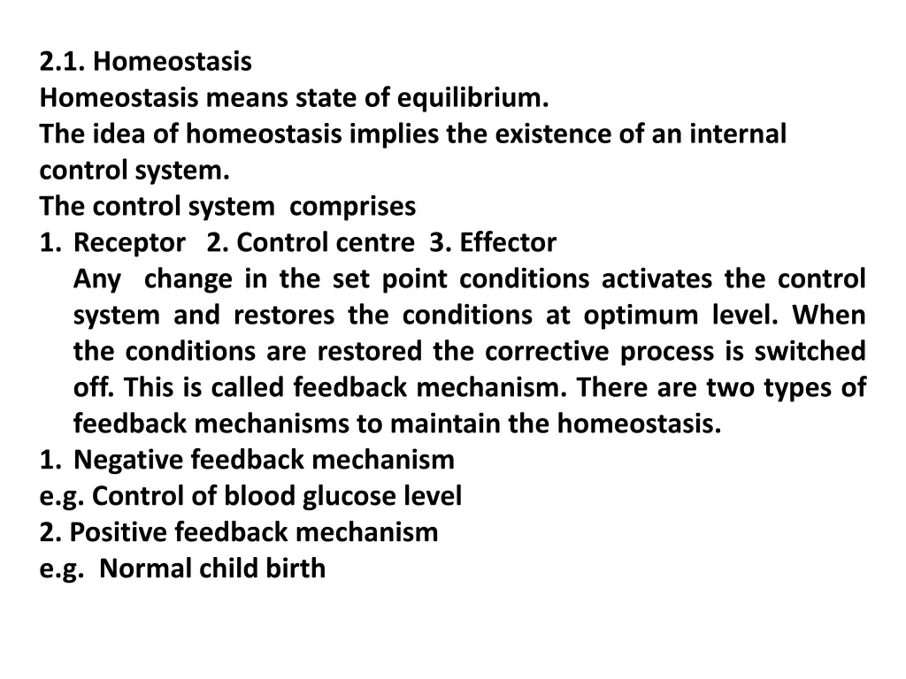 2 1 homeostasis homeostasis means state