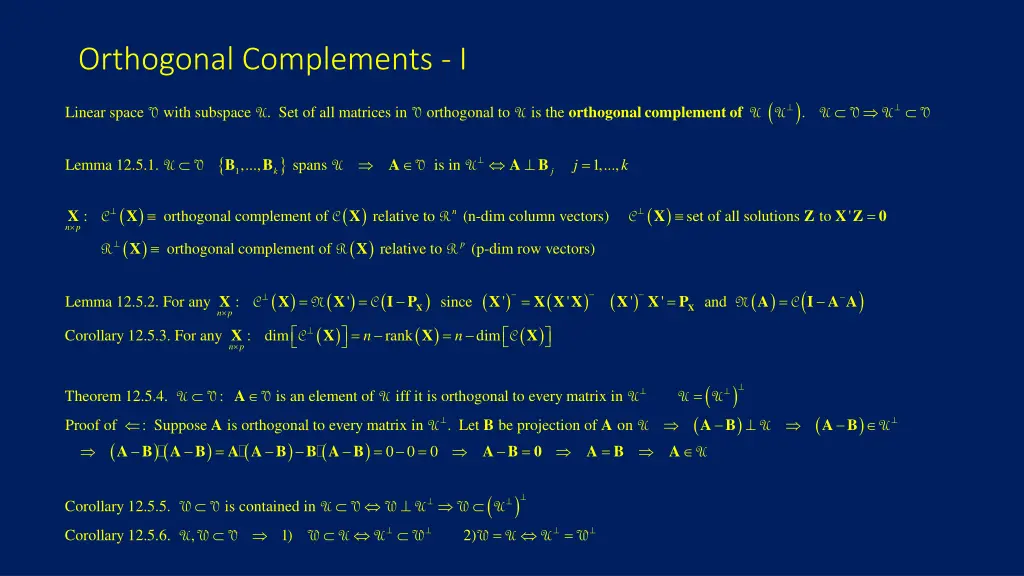 orthogonal complements i