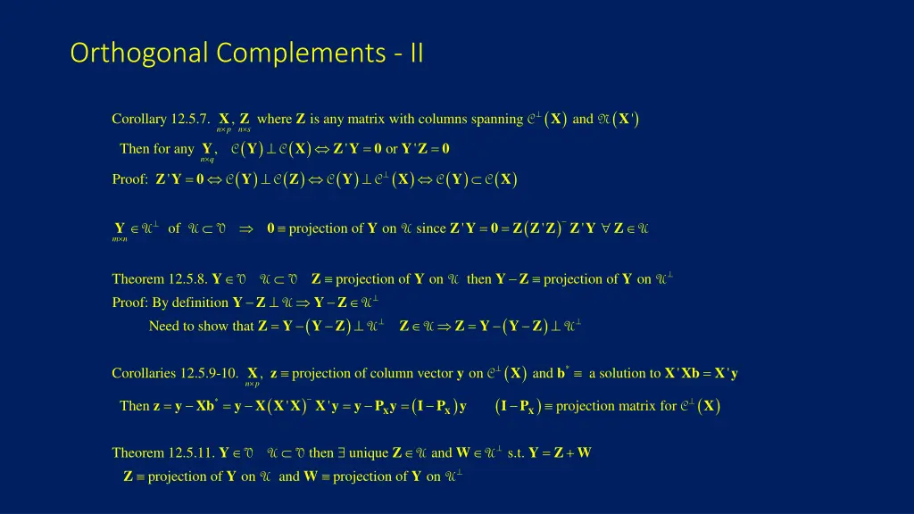 orthogonal complements ii