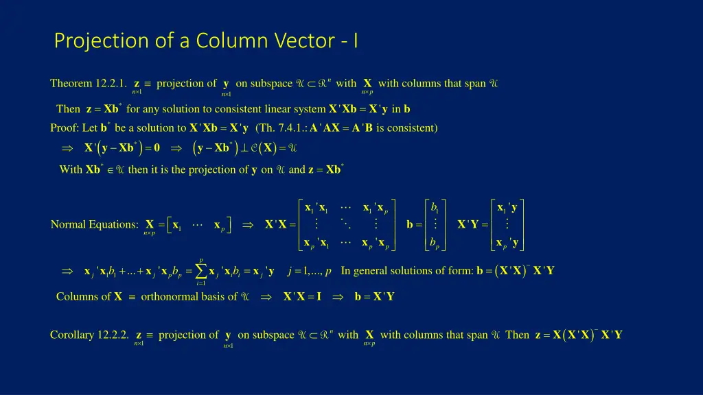 projection of a column vector i