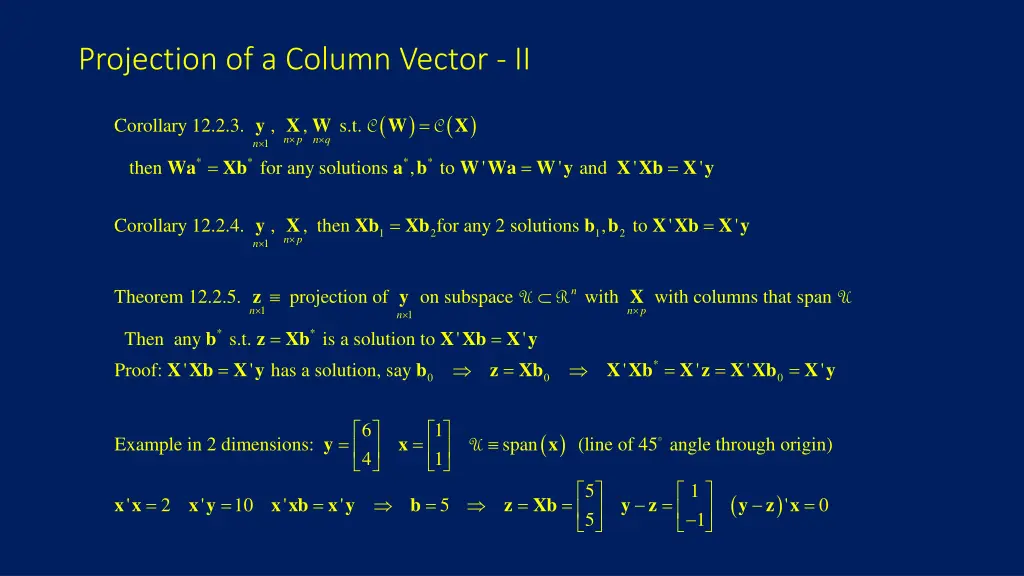 projection of a column vector ii