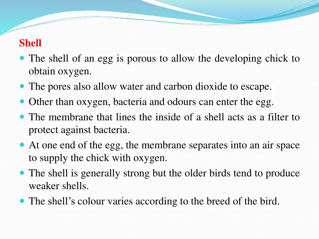 shell the shell of an egg is porous to allow
