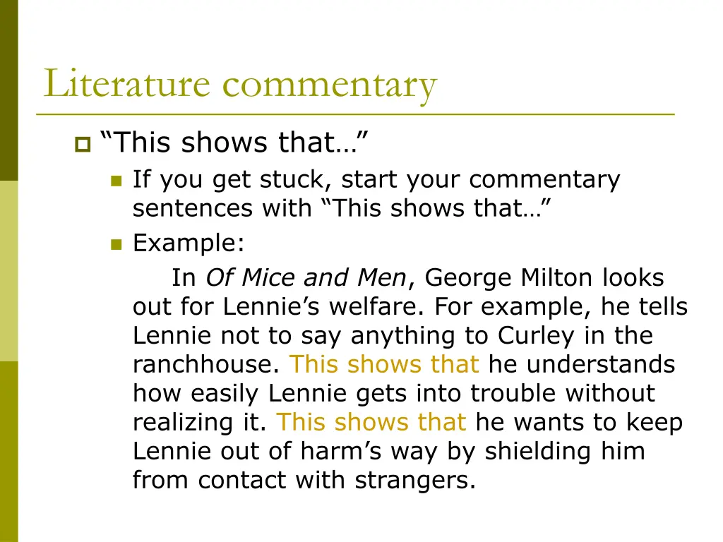literature commentary 2