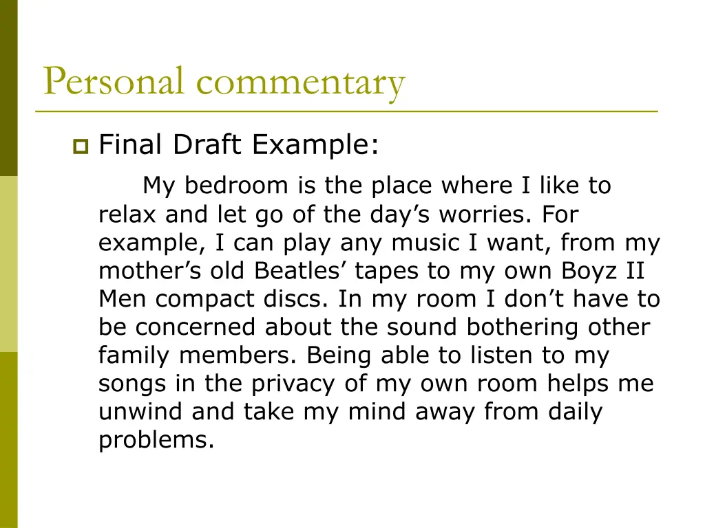 personal commentary 1