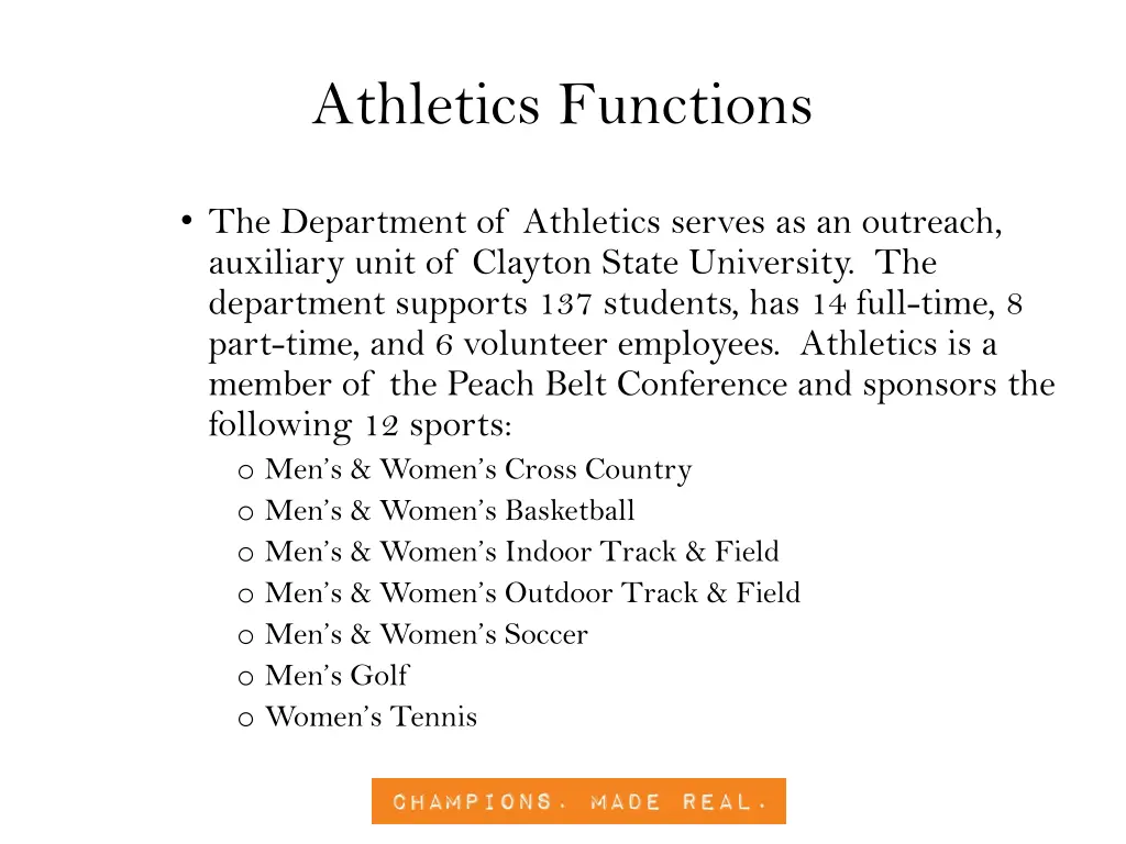 athletics functions