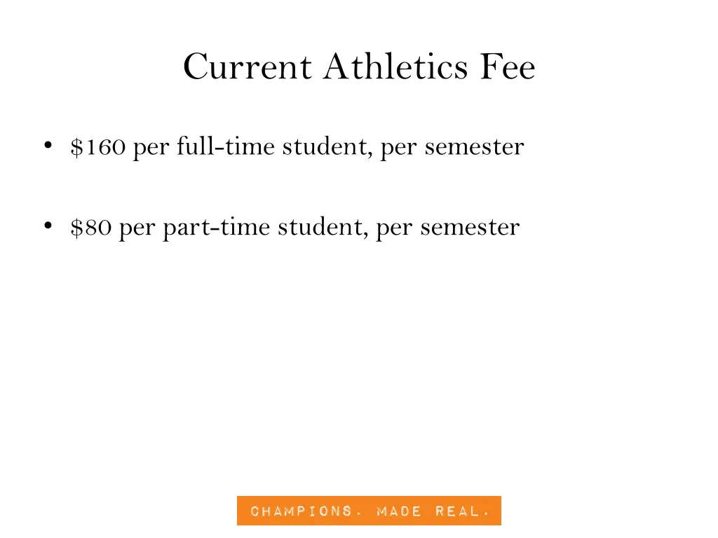 current athletics fee